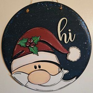 Santa Home Decor , Christmas Door Hanger,  Merry Christmas Sign,  Winter Wreath